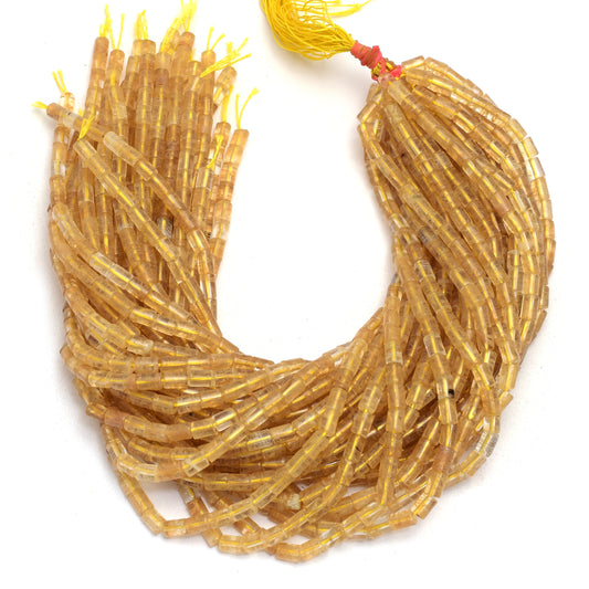 Kamal Gems | Golden Rutile Tube-Shaped Beads, 15"