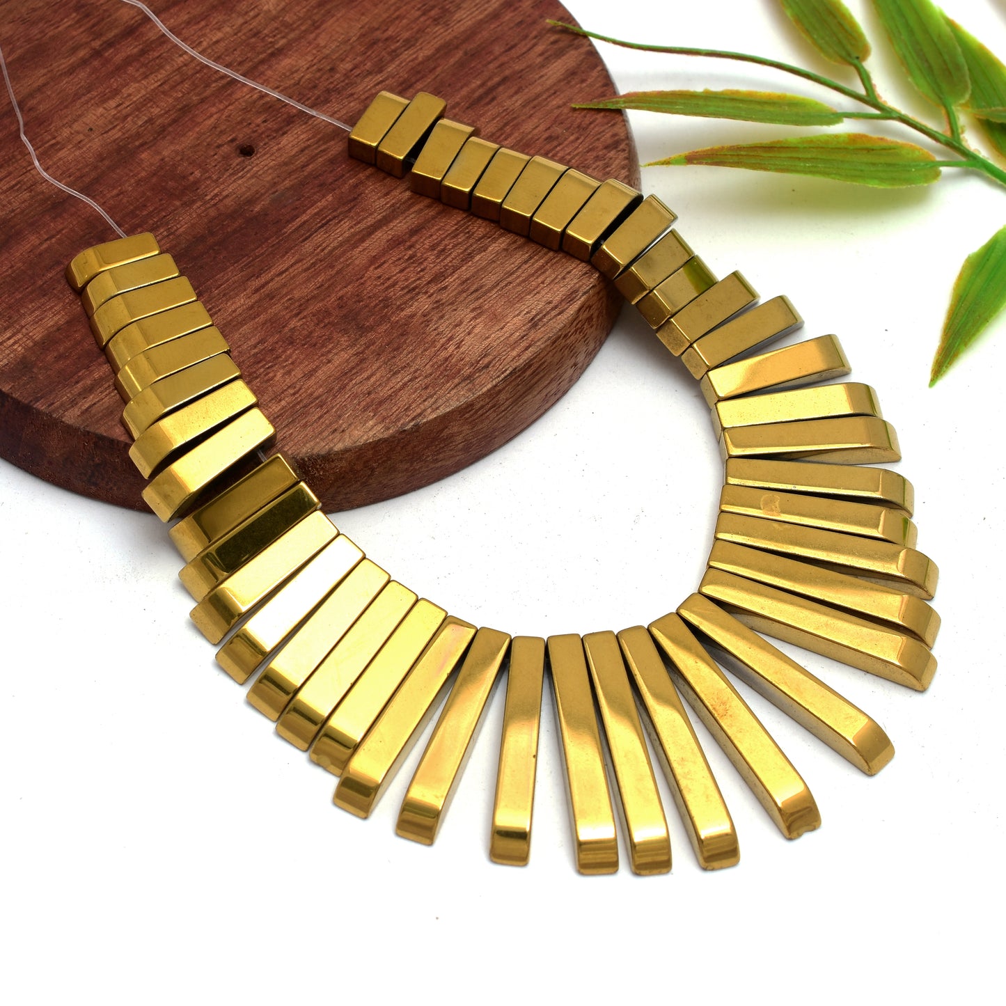 Kamal Gems | Graduation Pendant-Shaped Necklace Hematite Beads Strand