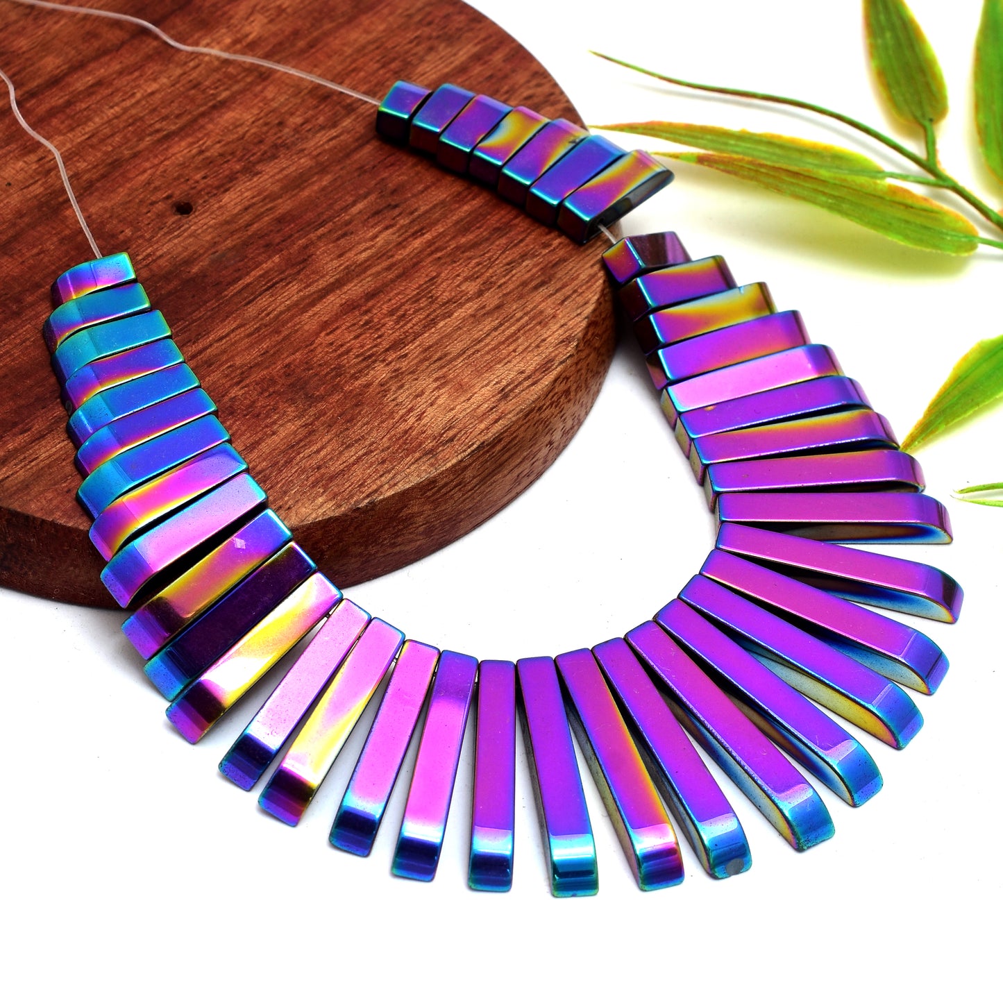 Kamal Gems | Graduation Pendant-Shaped Necklace Hematite Beads Strand