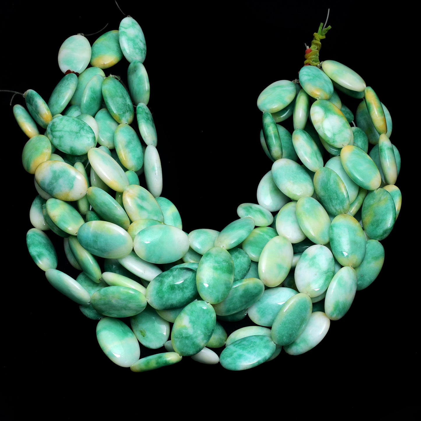 Kamal Gems | Multi-Green Oval-Shaped Onyx Beads, 15"