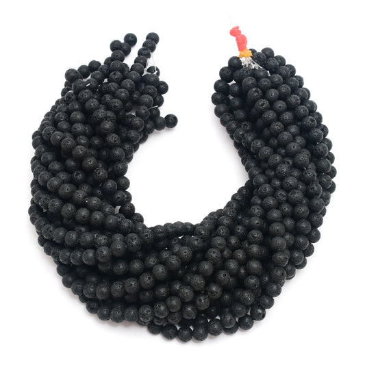 Kamal Gems |Black Lava Gemstone Beads, 15"