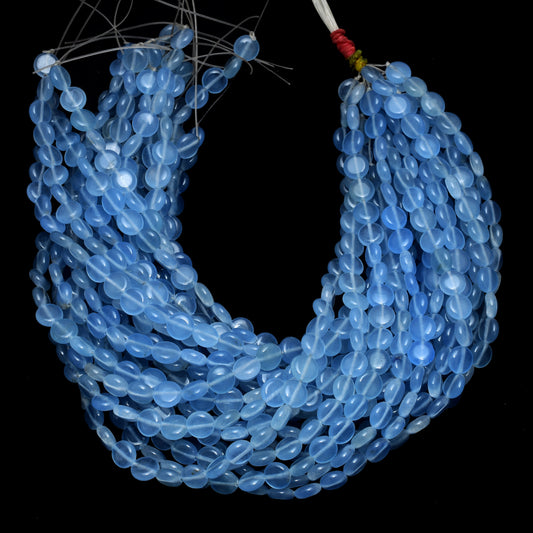 Kamal Gems | Aqua Blue Coin-Shaped Onyx Beads, 15"