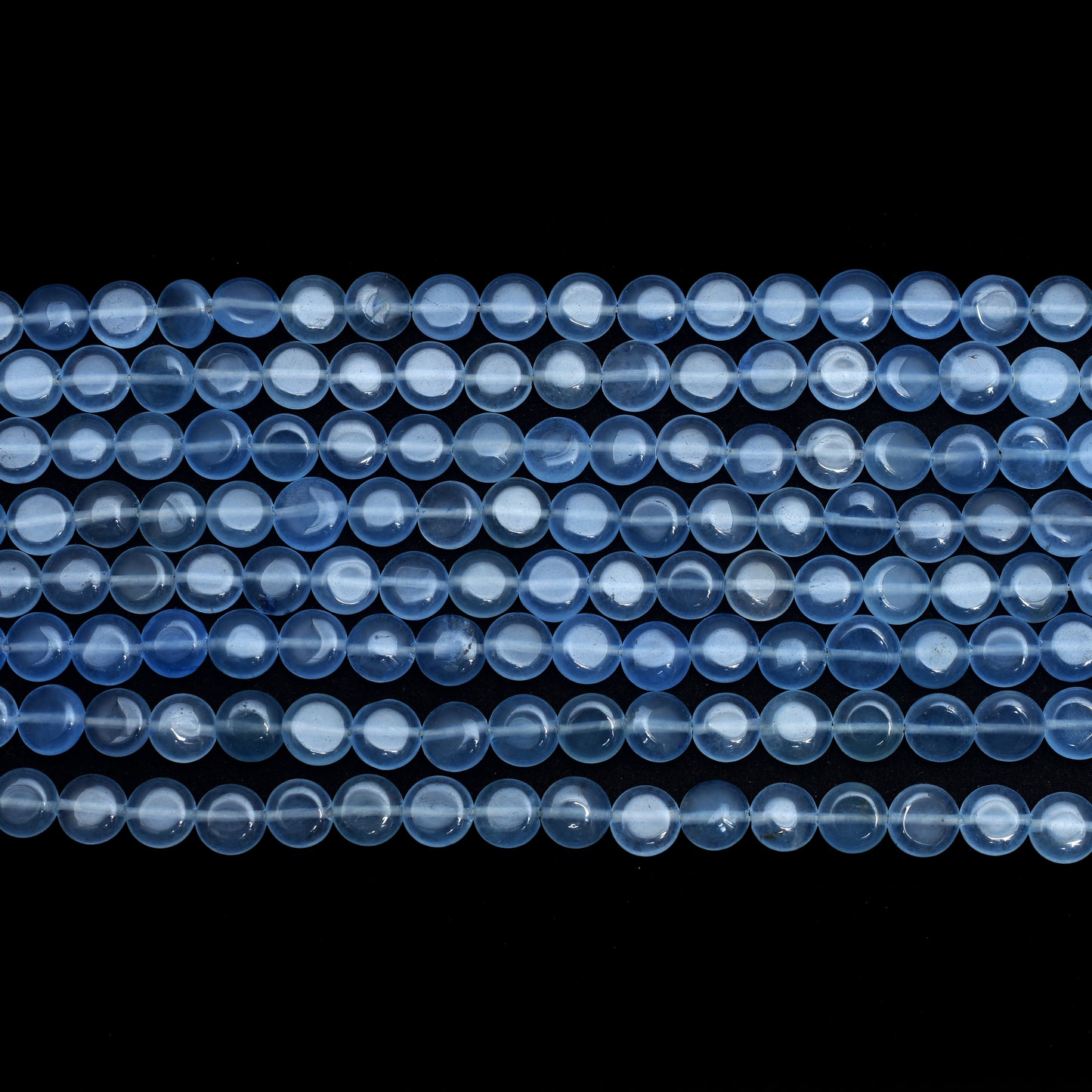 Kamal Gems | Aqua Blue Coin-Shaped Onyx Beads, 15"