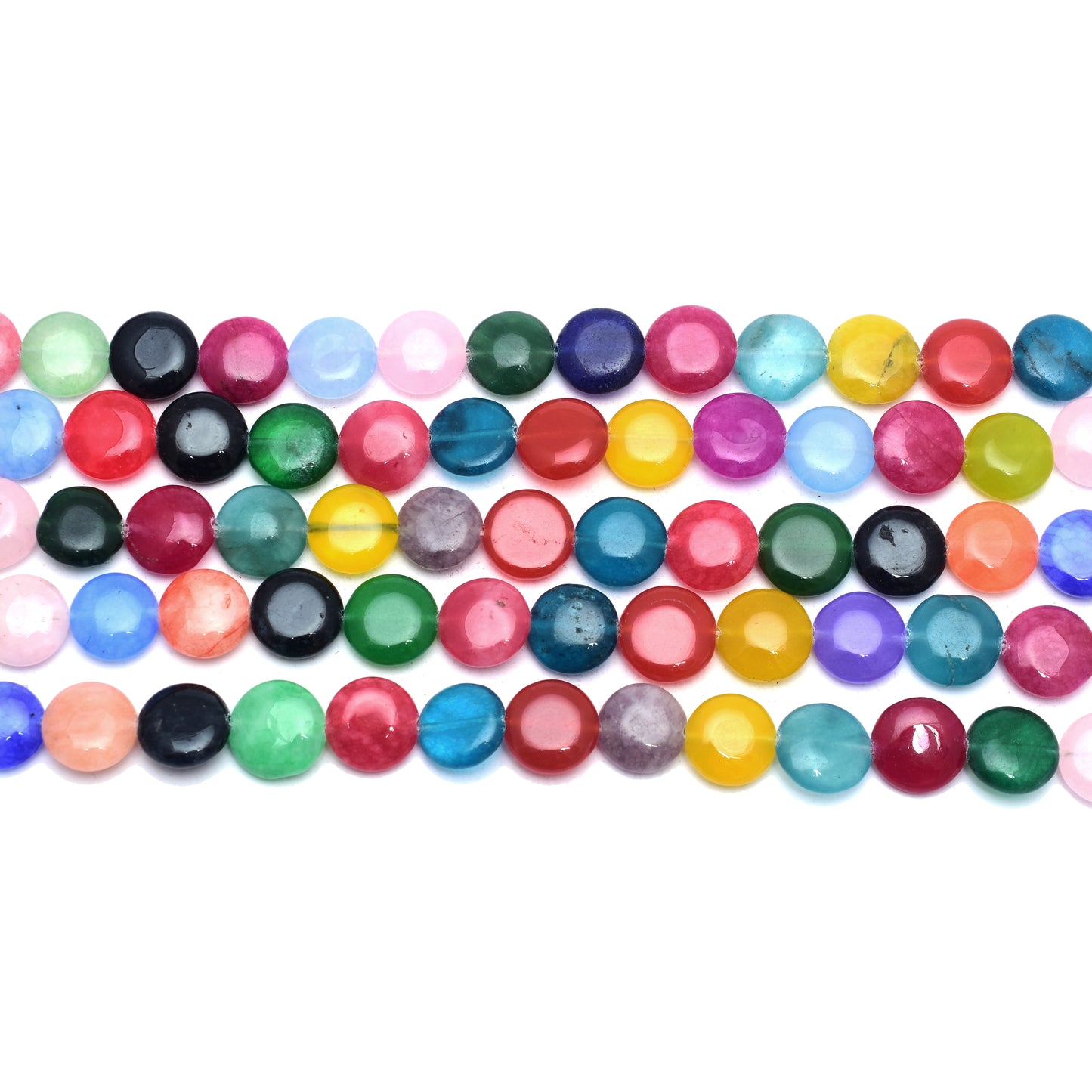 Kamal Gems | Multicolored Coin-Shaped Onyx Beads, 15"