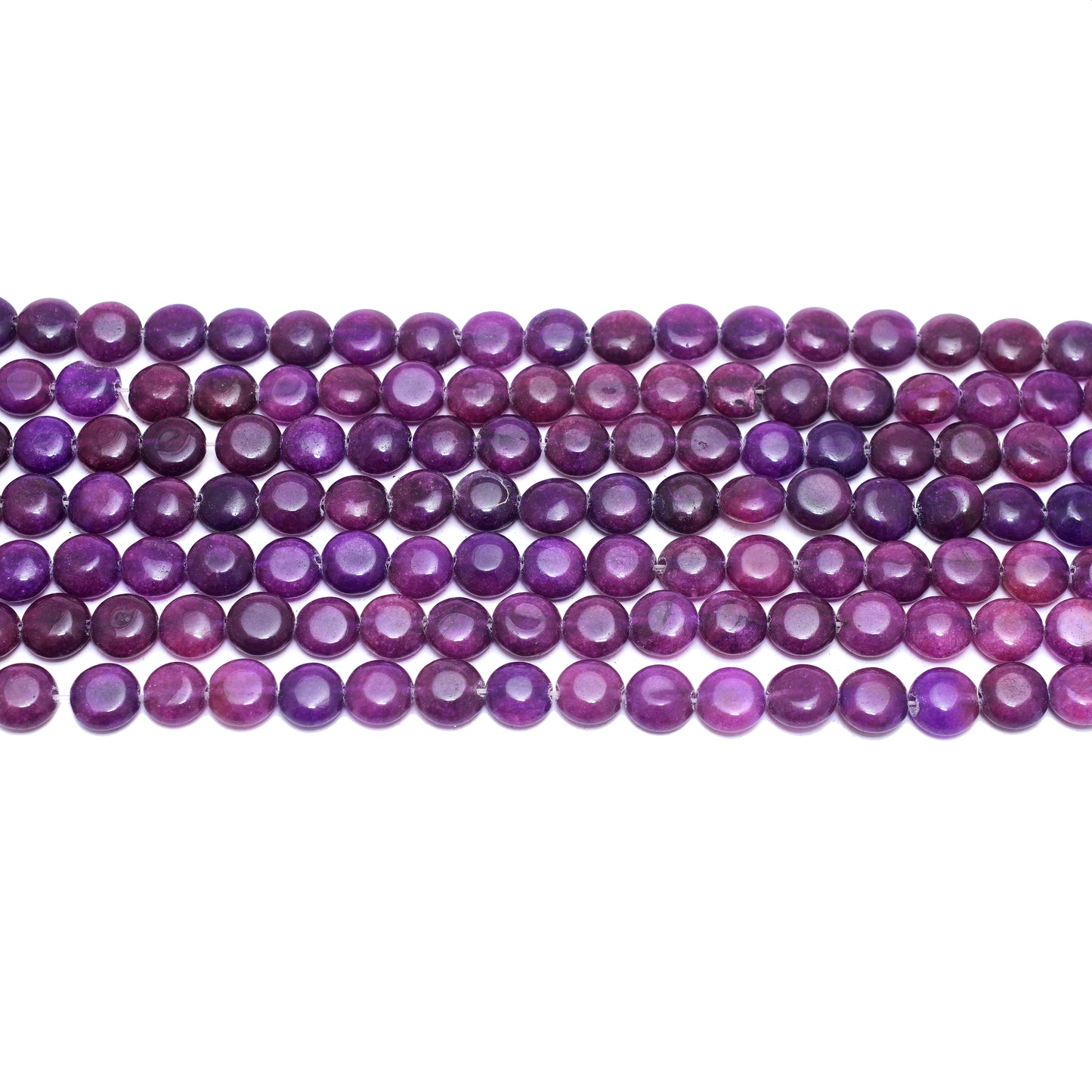 Kamal Gems | Dark Purple Coin-Shaped Onyx Beads, 15"