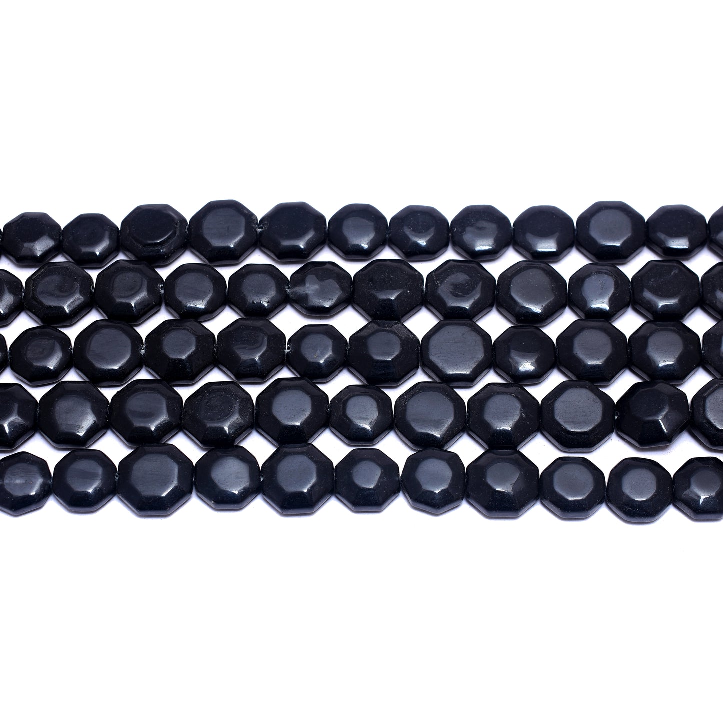 Kamal Gems | Black Octagon-Shaped Onyx Beads, 15"
