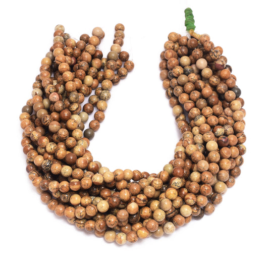 Kamal Gems | Picture Jasper Gemstone Beads Strand, 15"