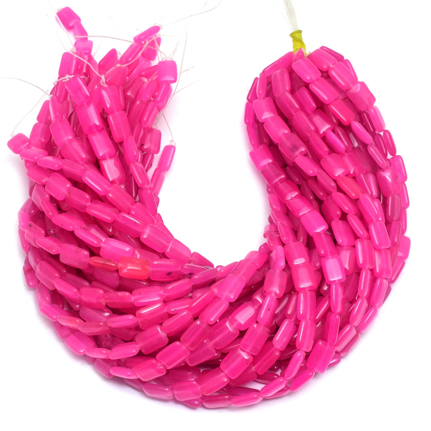Kamal Gems | Pink Rectangular-Shaped Onyx Beads, 15"