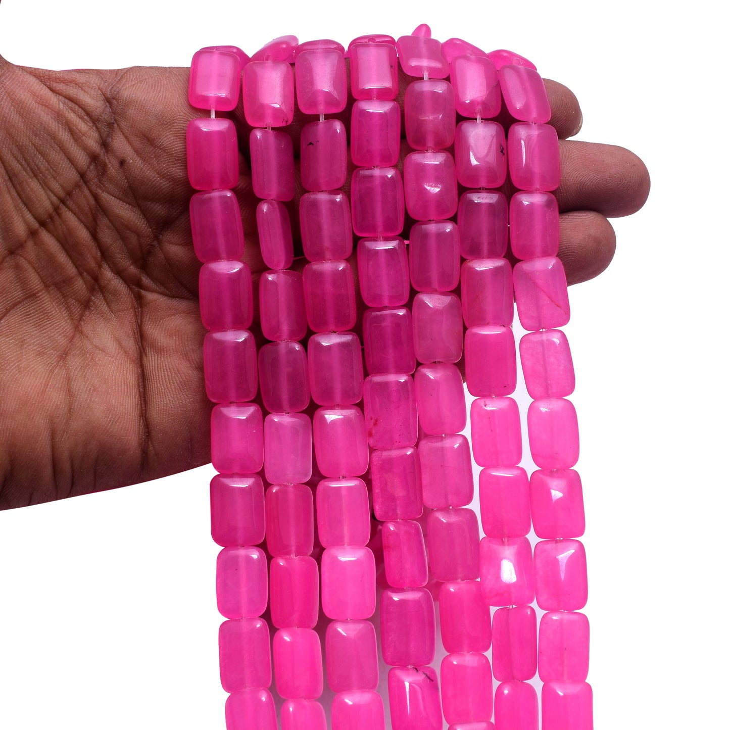 Kamal Gems | Pink Rectangular-Shaped Onyx Beads, 15"