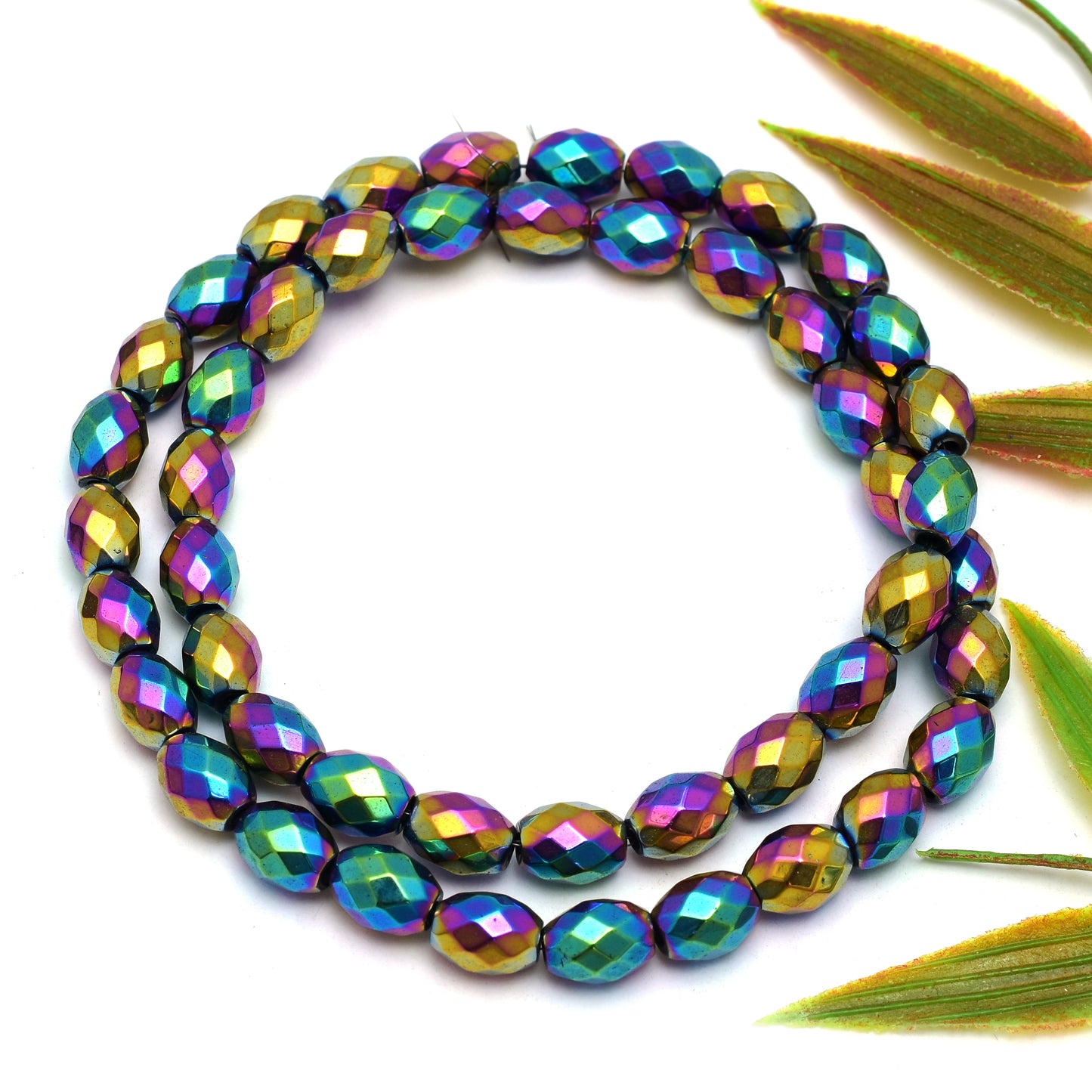 Kamal Gems | Multicolored Barrel-Shaped Hematite Beads Strand