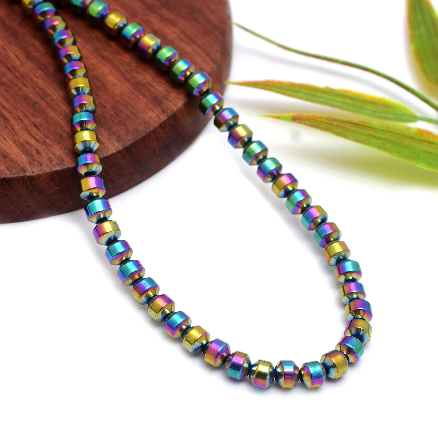 Kamal Gems | Multicolored Cathedral-Shaped Hematite Beads Strand