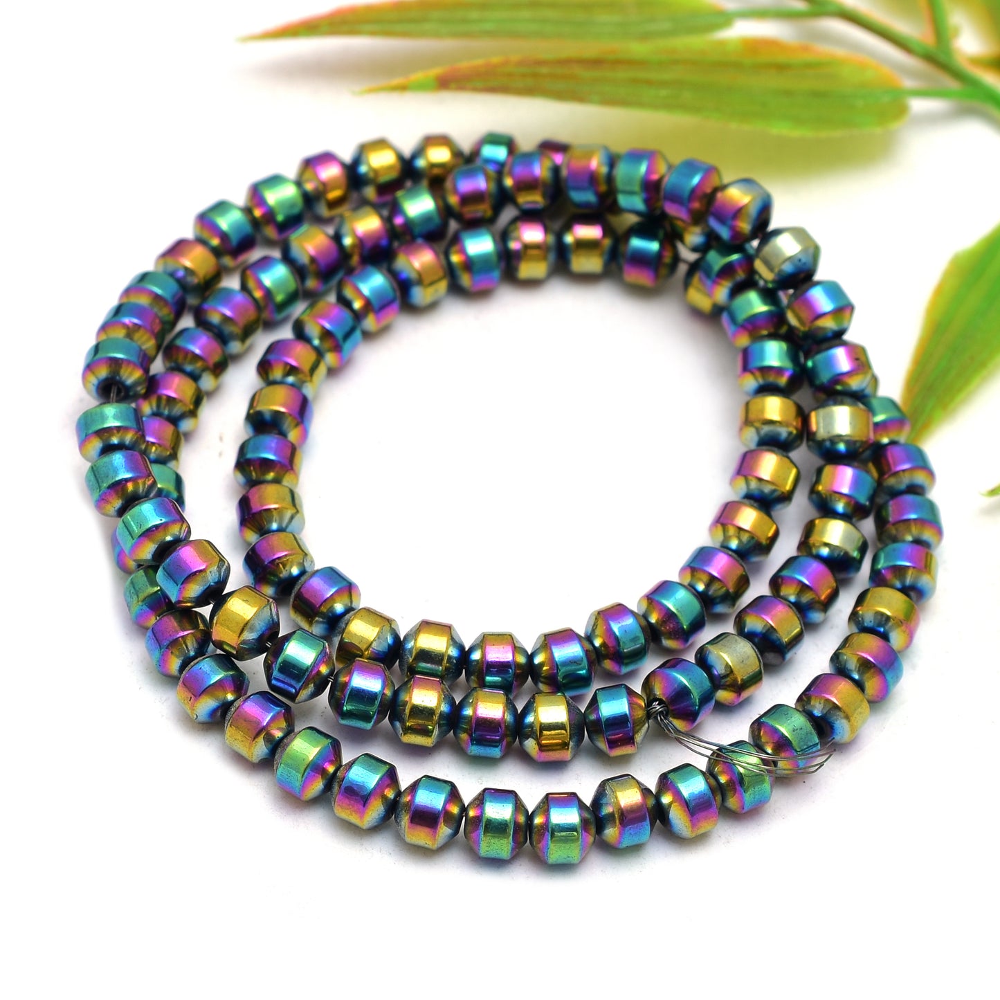 Kamal Gems | Multicolored Cathedral-Shaped Hematite Beads Strand