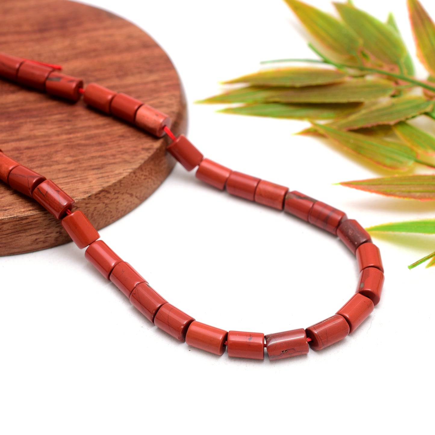 Kamal Gems | Red Jasper(A) Tube-Shaped Gemstone Beads, 15"