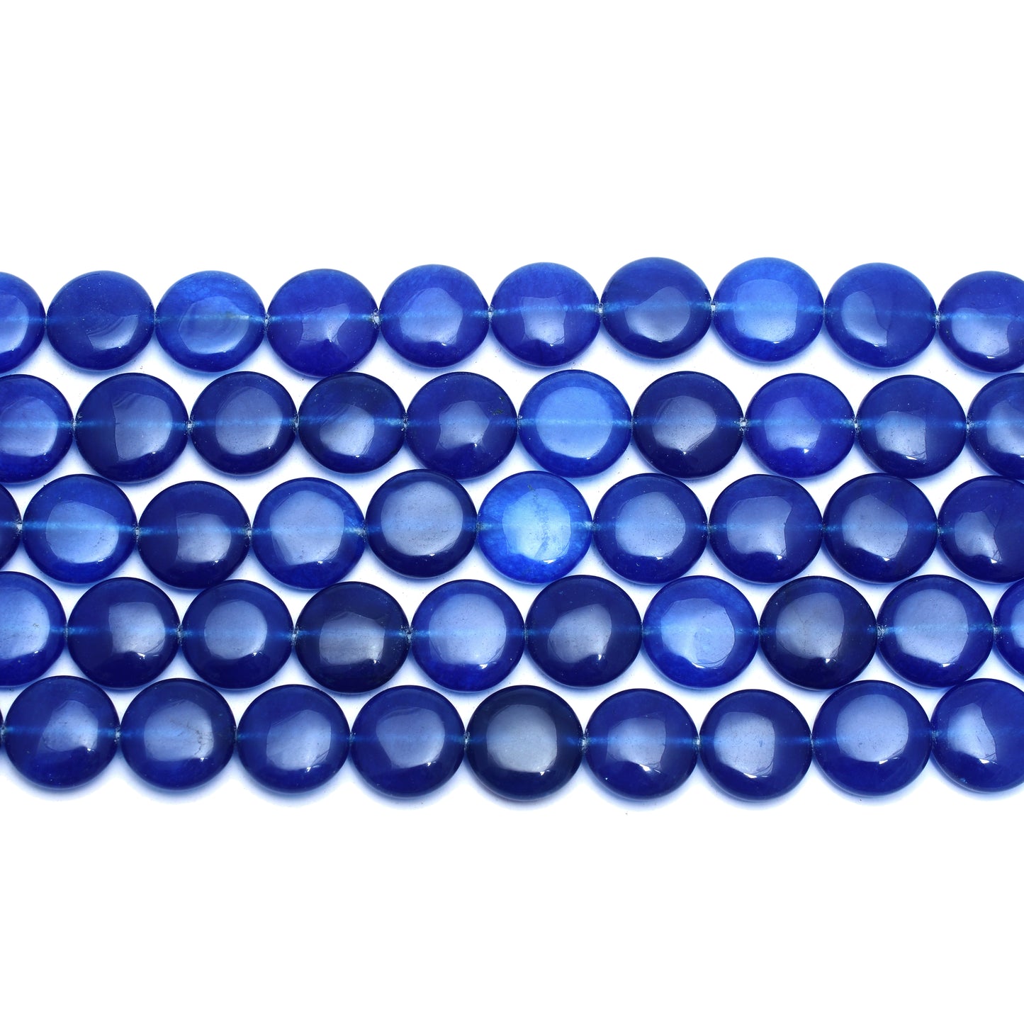 Kamal Gems | Indigo Coin-Shaped Onyx Beads, 15"