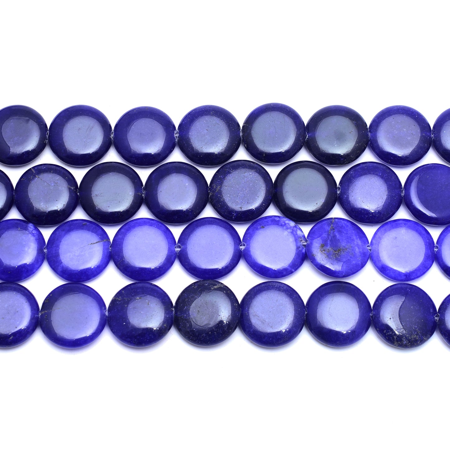 Kamal Gems| Indigo Coin-Shaped Onyx Beads, 15"